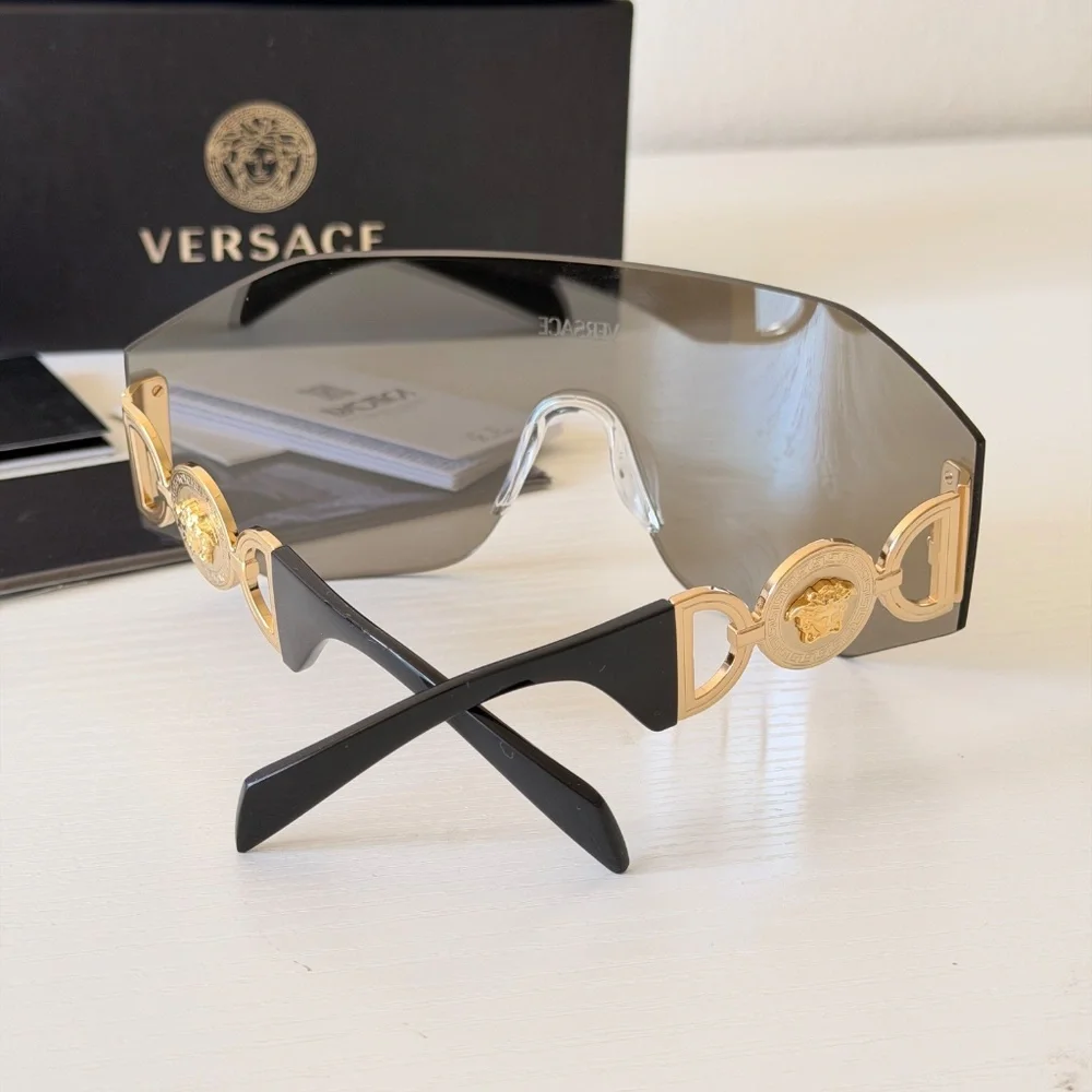 New, Versace Light Grey Mask Sunglasses VE2258 1002/6G, Authentic